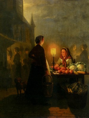 Market stall by moonlight